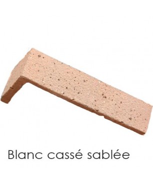 Plaquette de parement d'angle blanc cassé sablée